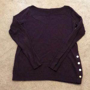 Ann Taylor purple sweater with silver button trim